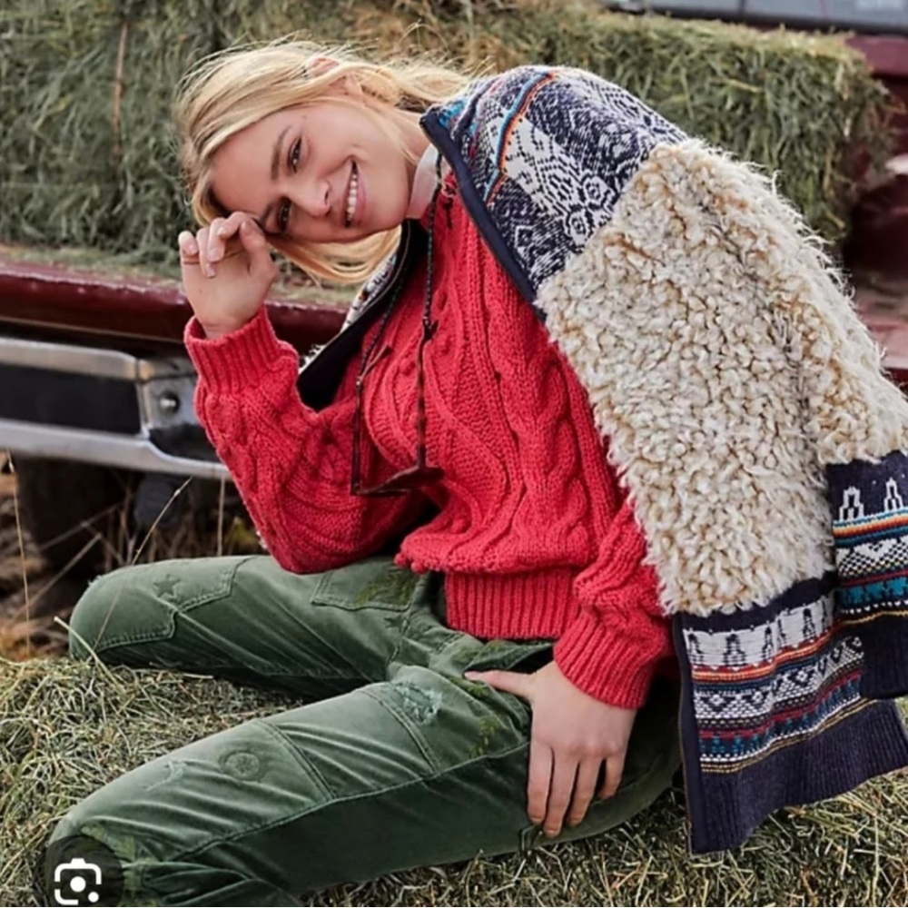 Pilcro Longline Sherpa Bomber Jacket